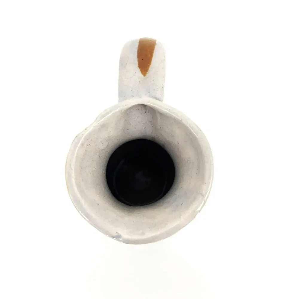 Small Mexican Tonala Pottery Pitcher Cream Brown